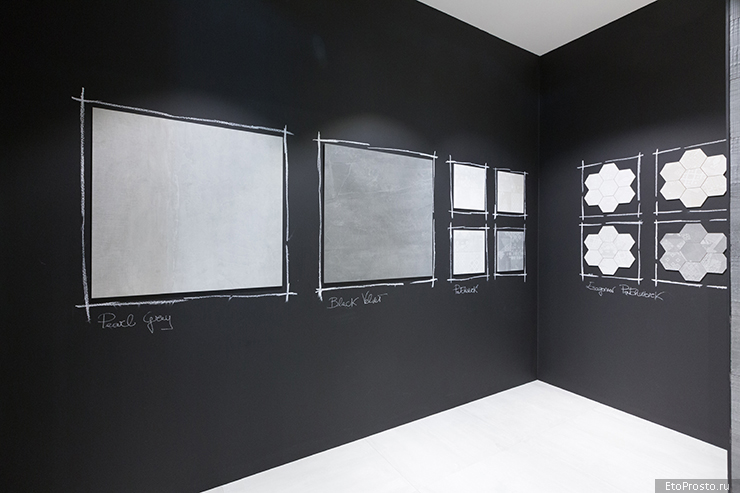 Разные отттенки серых цементных плит от фабрики Emil