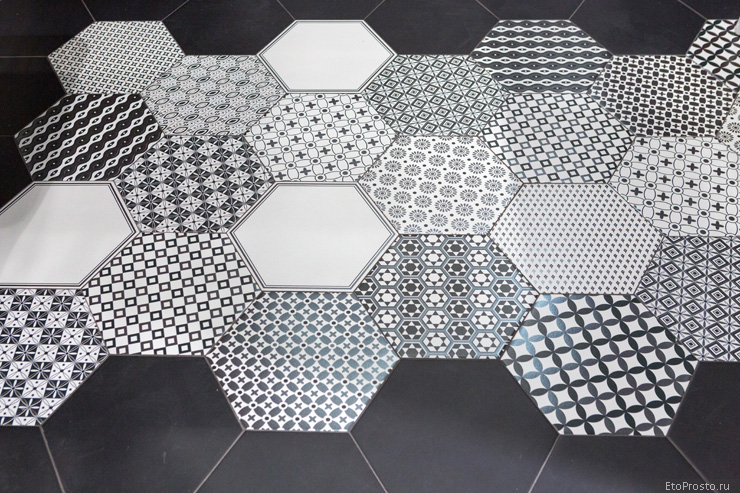 Черно-белая шестиугольная плитка Realonda